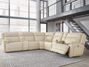 Double Deal - 7-Piece Power Reclining Sectional With 2 Consoles - Almond