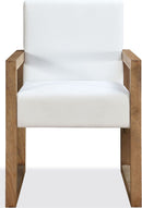 One - Modern Coastal Sled Leg Upholstered Dining Arm Chair (Set of 2) - White Pearl And Bisque