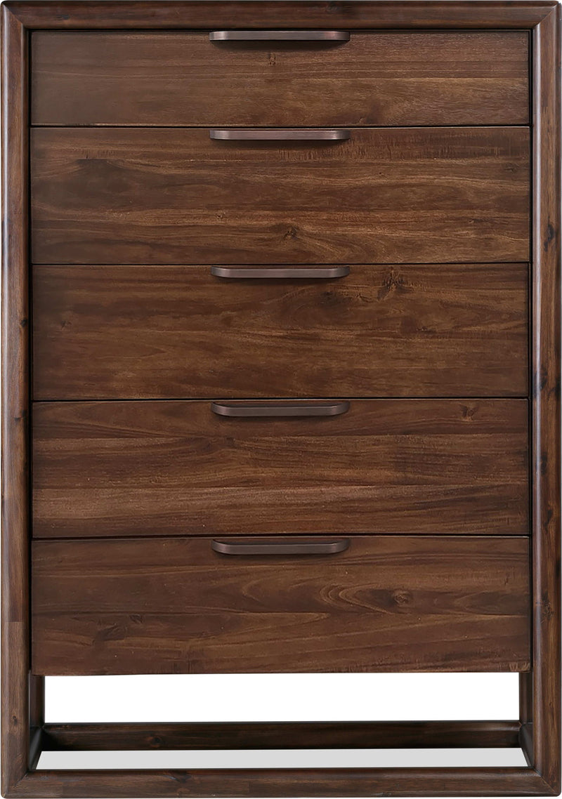 Sol - Five Drawer Acacia Wood Chest - Brown Spice