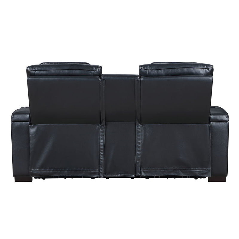 Ephron - Power Motion Loveseat With Console, Power Headrests, LED & Speakers - Black