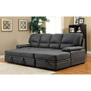 Furniture of America Alcester Stationary Faux Leather Sleeper Sectional CM6908BK-SET IMAGE 4