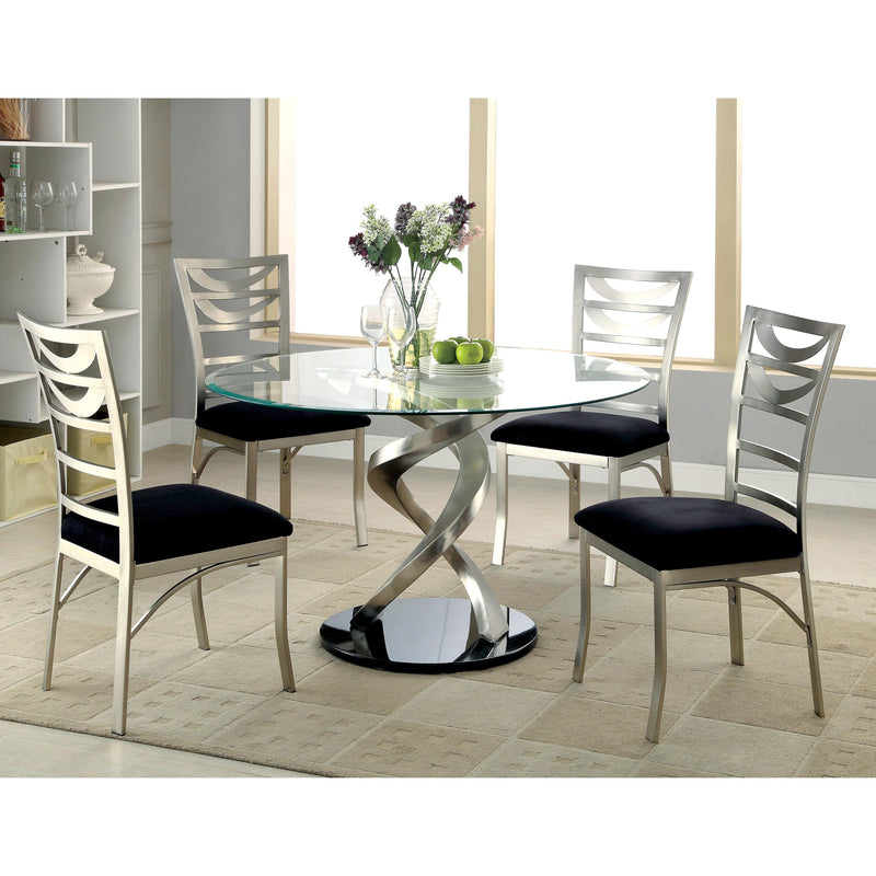 Furniture of America Roxo Dining Table with Glass Top & Pedestal Base CM3729T-TABLE IMAGE 2