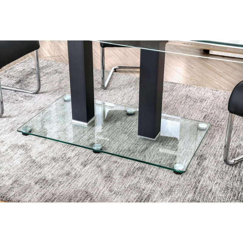 Furniture of America Richfield Dining Table with Glass Top and Pedestal Base CM3362BK-T-TABLE IMAGE 5