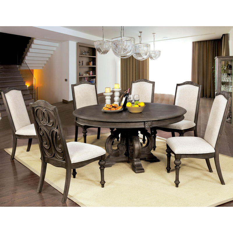 Furniture of America Round Arcadia Dining Table with Pedestal Base CM3150RT IMAGE 6