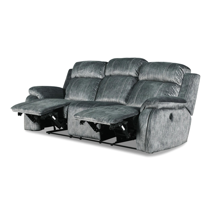 New Classic Furniture Tango Power Reclining Fabric and Leather Look Sofa U396-30P1-SHW IMAGE 3